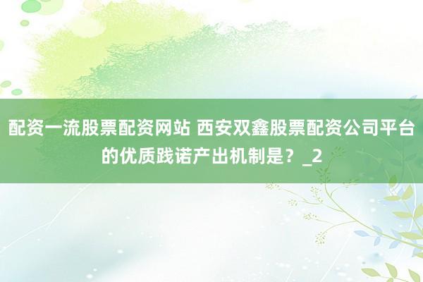 配资一流股票配资网站 西安双鑫股票配资公司平台的优质践诺产出机制是？_2