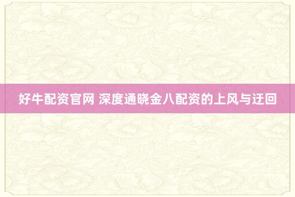 好牛配资官网 深度通晓金八配资的上风与迂回